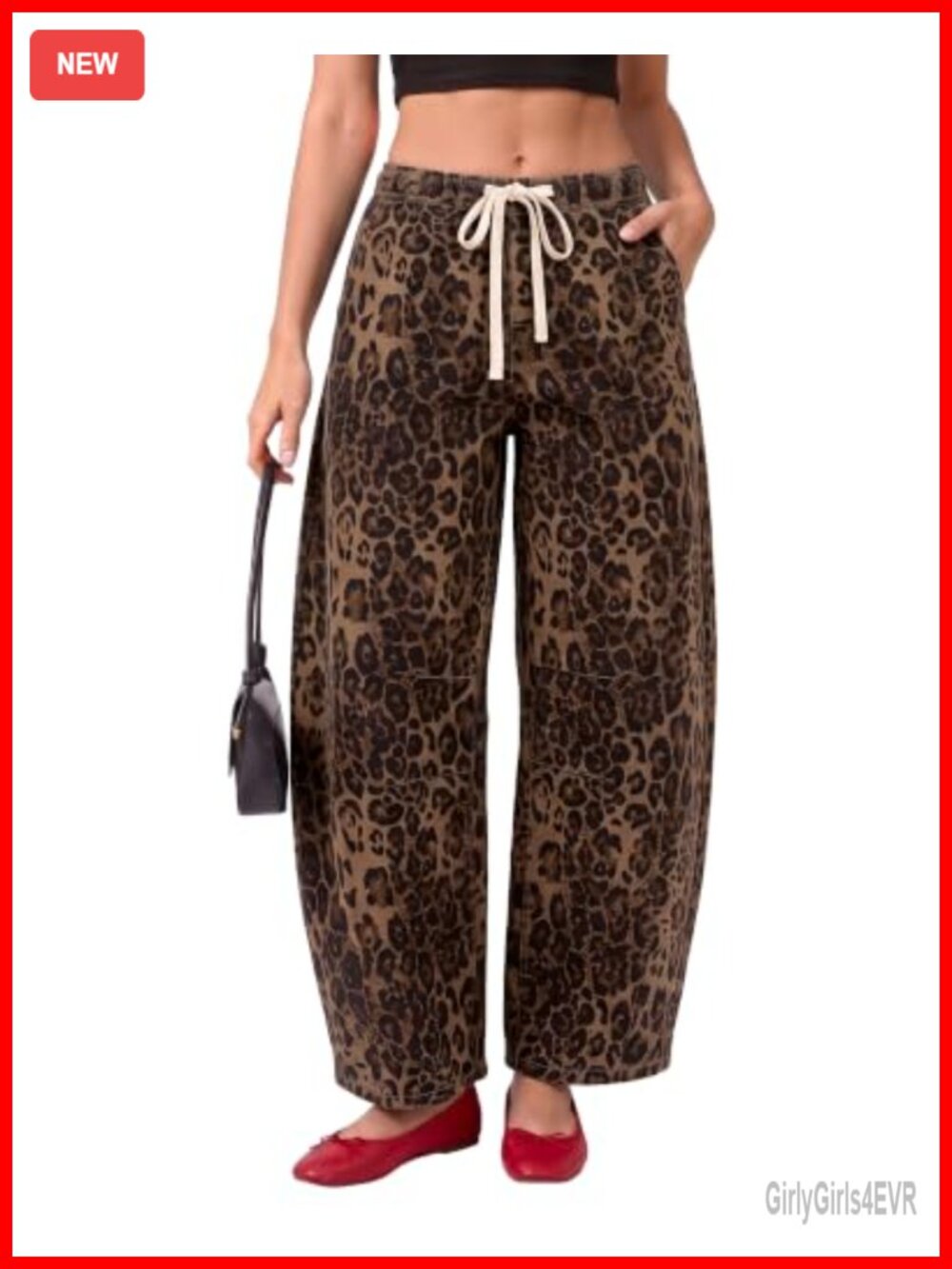 Women Barrel Jeans Elastic Waist Pull On Baggy Denim Pants